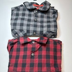 Lot of 2 Bontrager Boardwalk Shirt Men Small Plaid Short Sleeve Button Down Trek